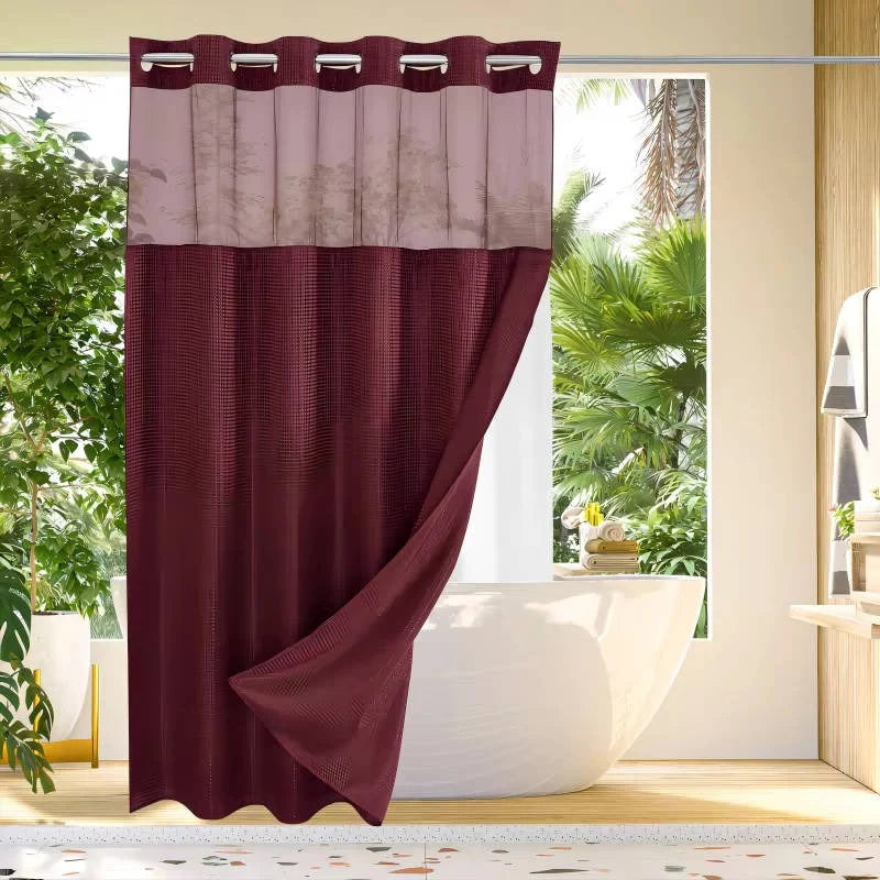 Shower Curtain Hookless Waterproof Integrated Liner