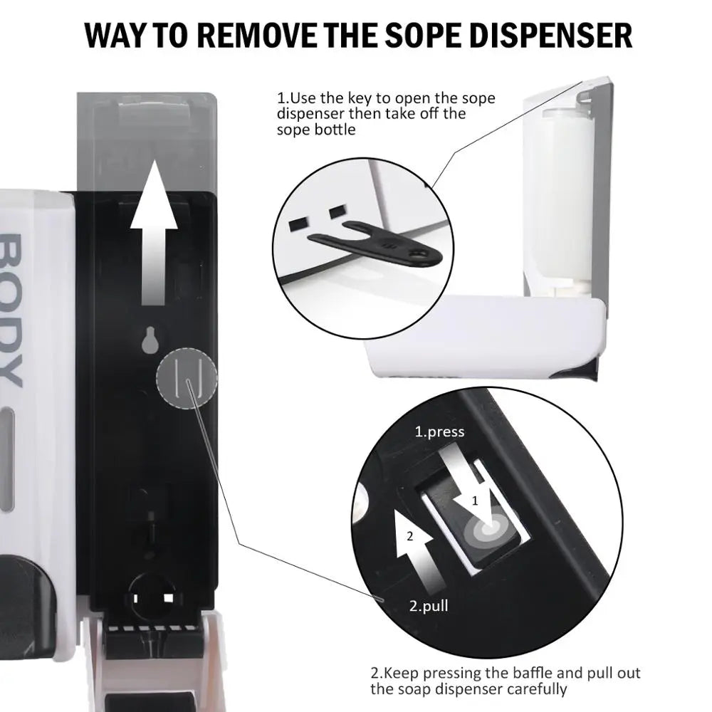 Shower Dispenser Wall-Mounted 3-Chamber Pump