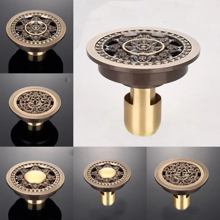 Shower Drain Brass Antique Finish 4 Inch