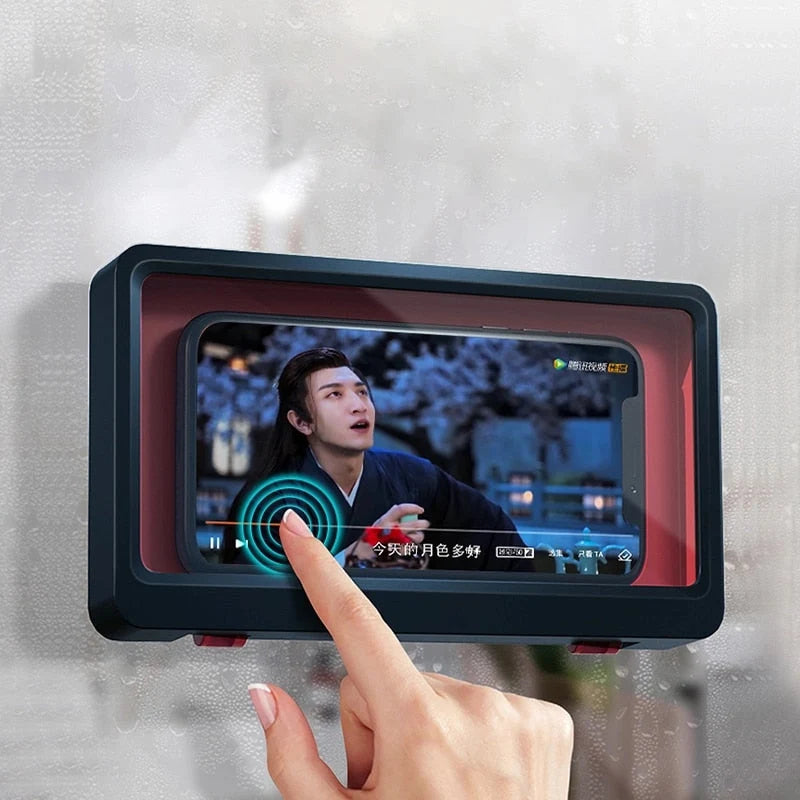 Shower Phone Holder Waterproof Touchscreen Anti-Fog No-Drill Mount