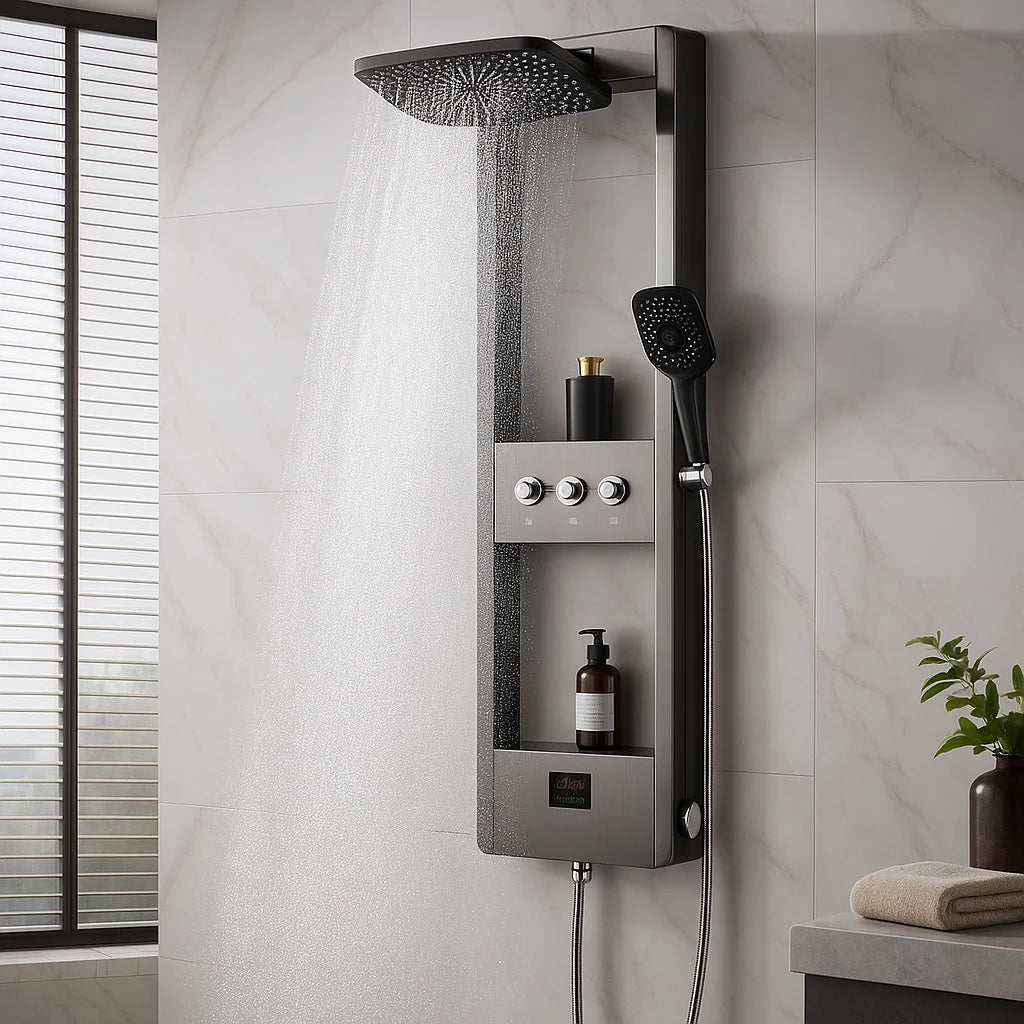 Shower Set Rainfall Head Digital Temperature Display