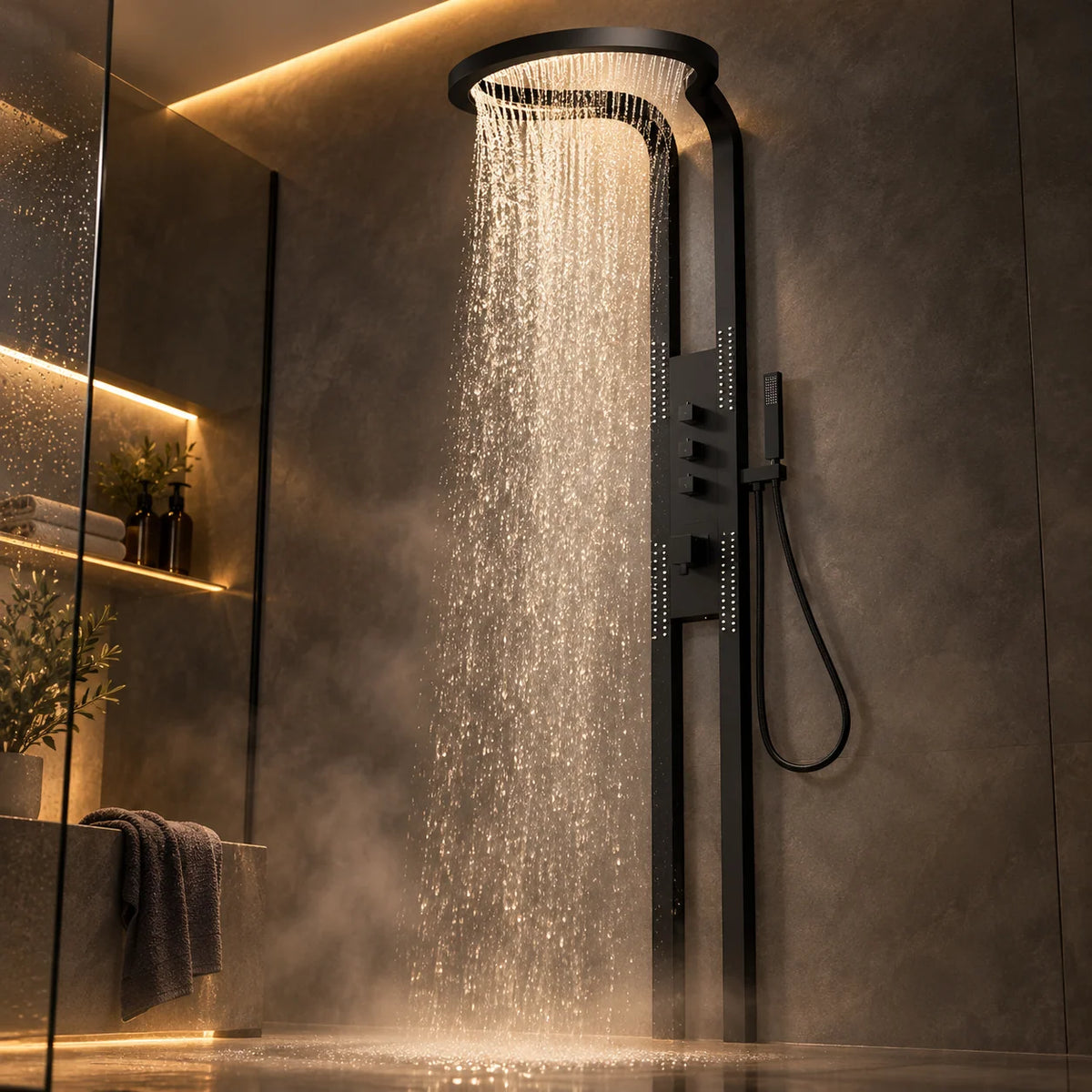 Shower Set Stainless Steel Waterfall Design Four Spray Patterns