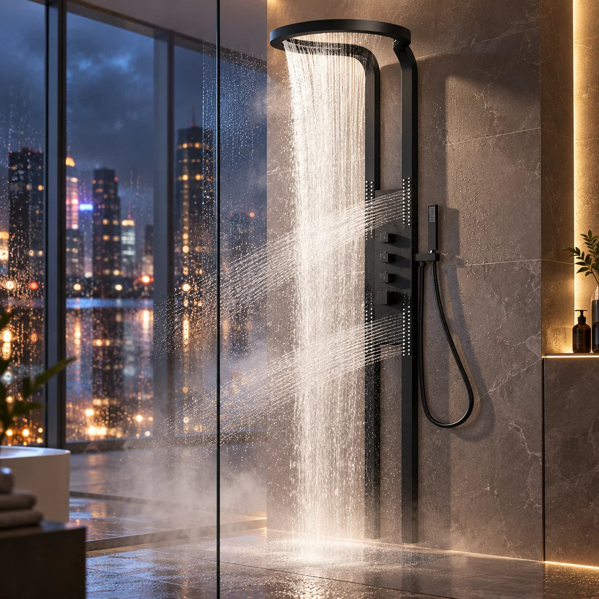 Shower Set Stainless Steel Waterfall Design Four Spray Patterns