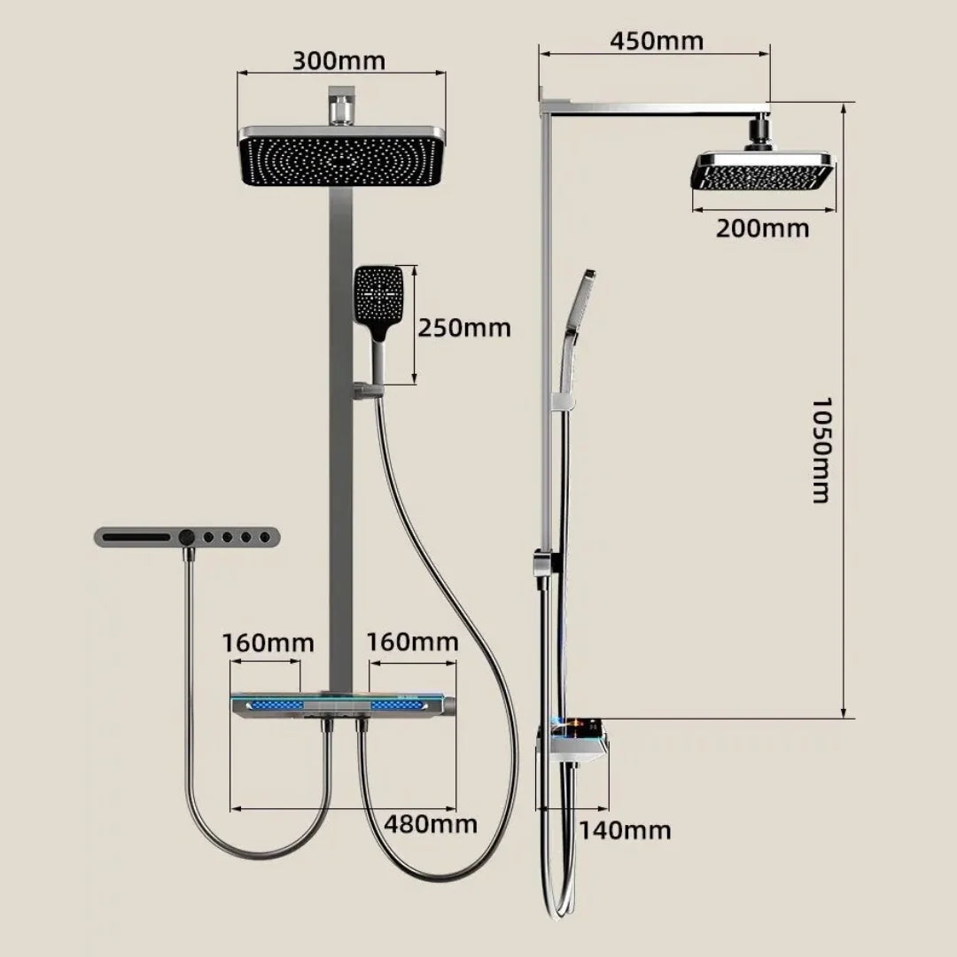 Shower Set Thermostatic Rainfall Head & Handheld Spray