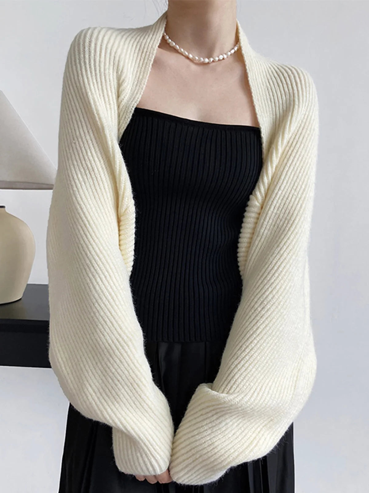 Shrug Cardigan Viscose Blend Shift Fit
