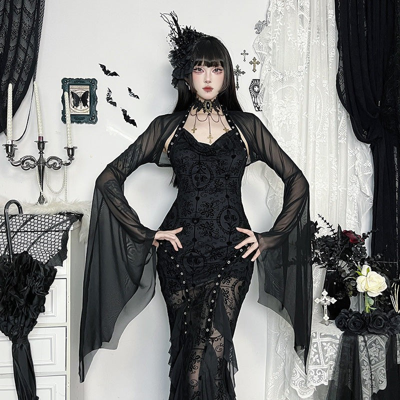 Shrug Sheer Mesh Cropped Bat Sleeves