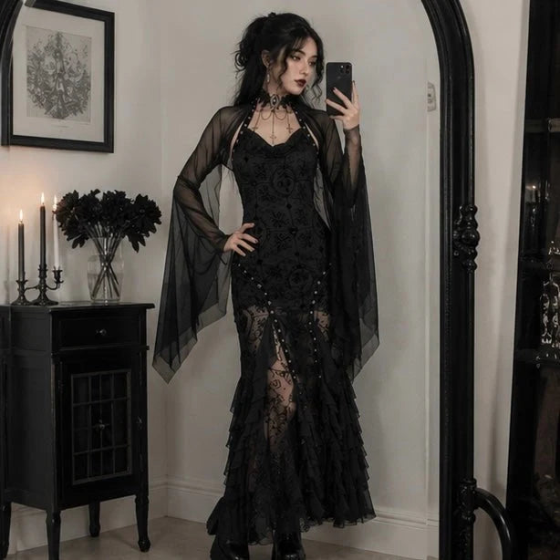 Shrug Sheer Mesh Cropped Bat Sleeves
