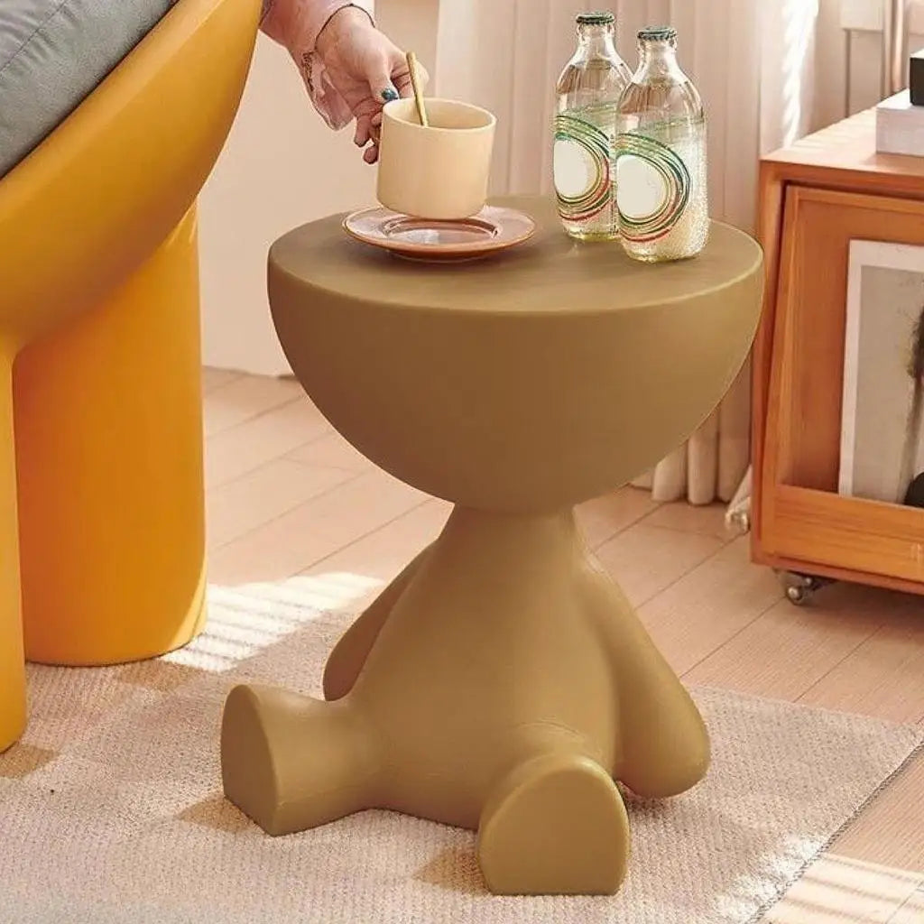 Side Table Bear Pedestal Flat Round Top Lightweight & Stable