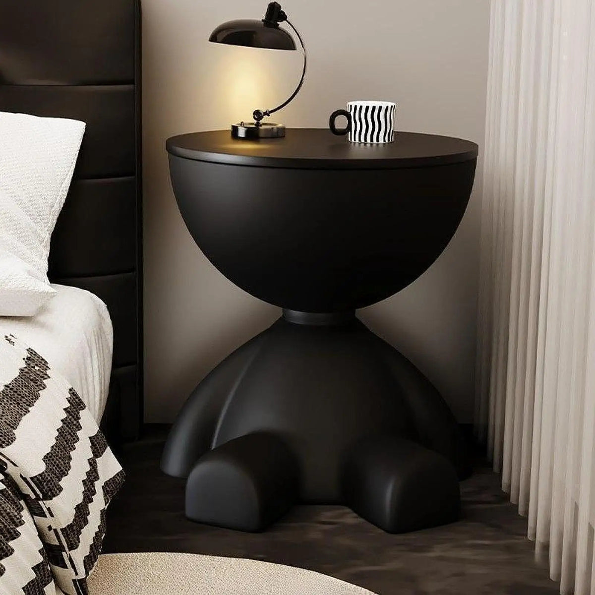 Side Table Bear Pedestal Flat Round Top Lightweight & Stable