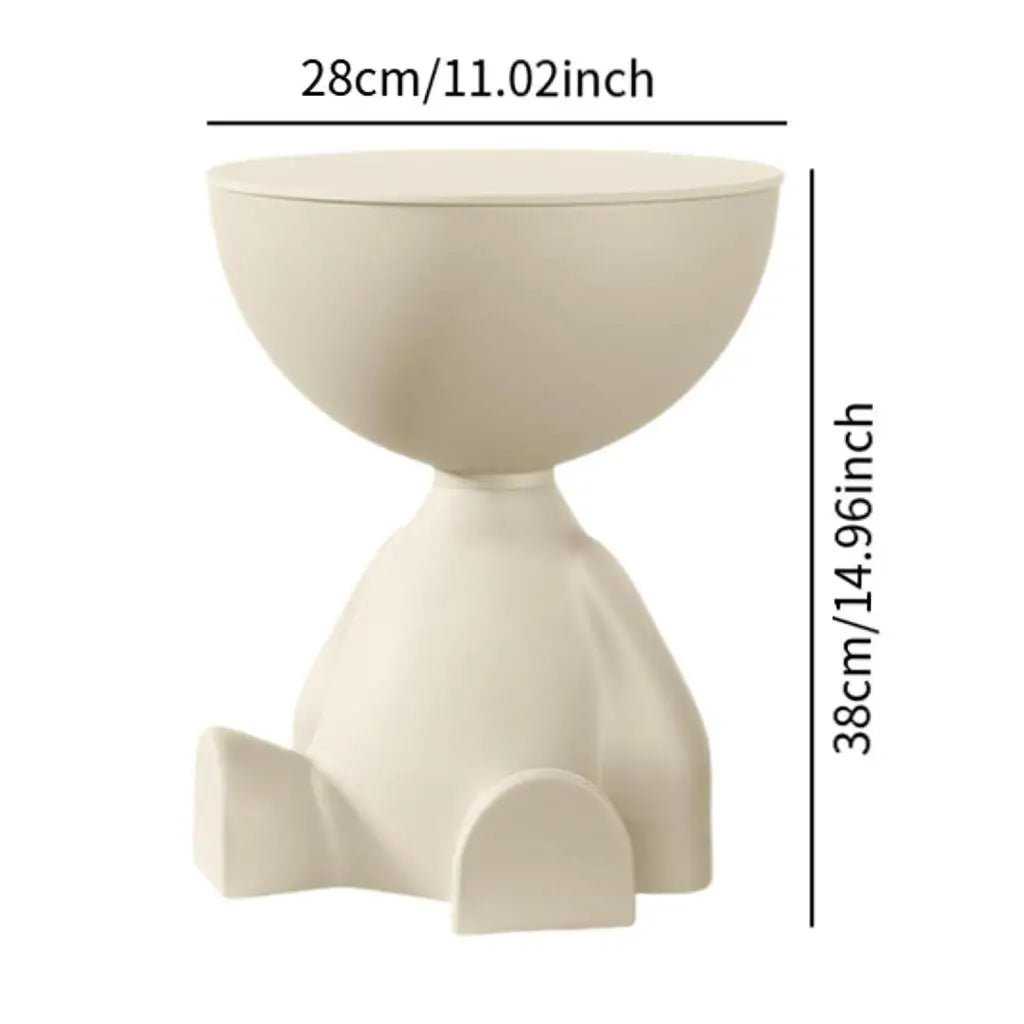 Side Table Bear Pedestal Flat Round Top Lightweight & Stable