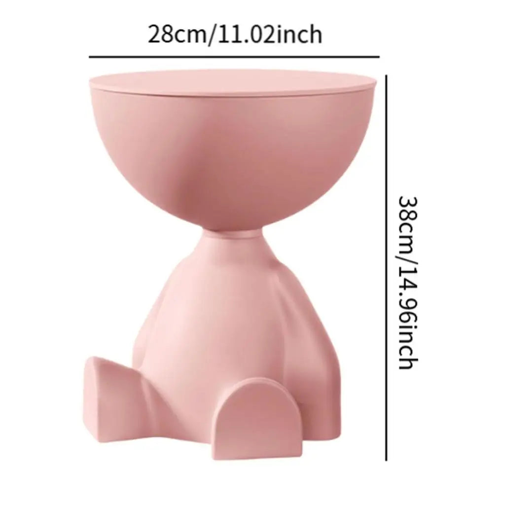 Side Table Bear Pedestal Flat Round Top Lightweight & Stable