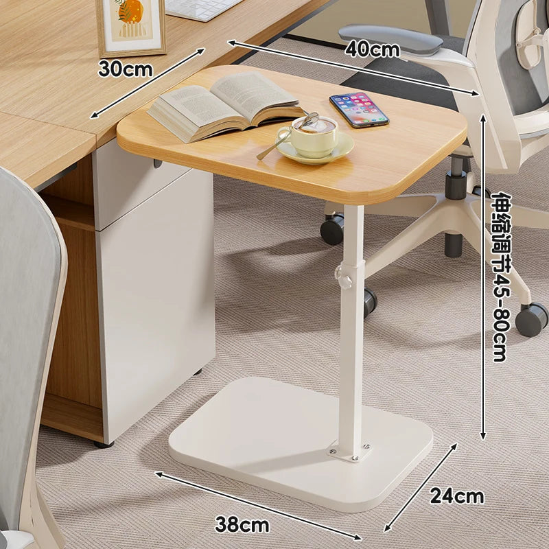 Side Table Height-Adjustable Wood-Look Top Stable Weighted Base