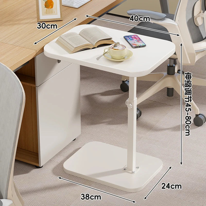 Side Table Height-Adjustable Wood-Look Top Stable Weighted Base