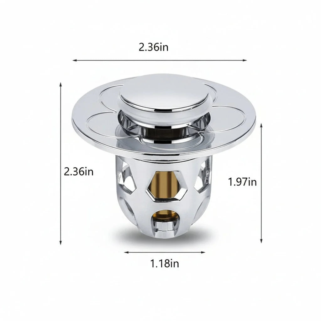 Sink Stopper Push-to-Seal Anti-Clog Stainless Steel
