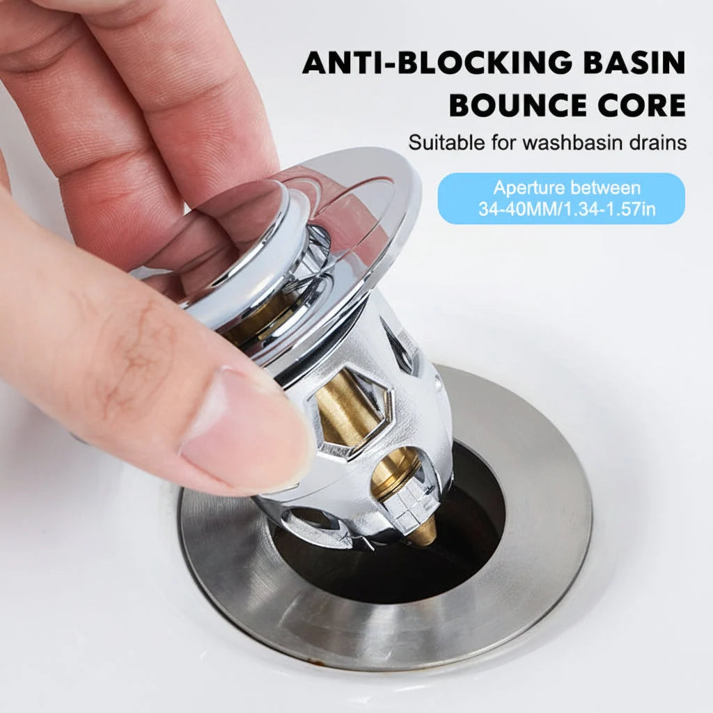 Sink Stopper Push-to-Seal Anti-Clog Stainless Steel