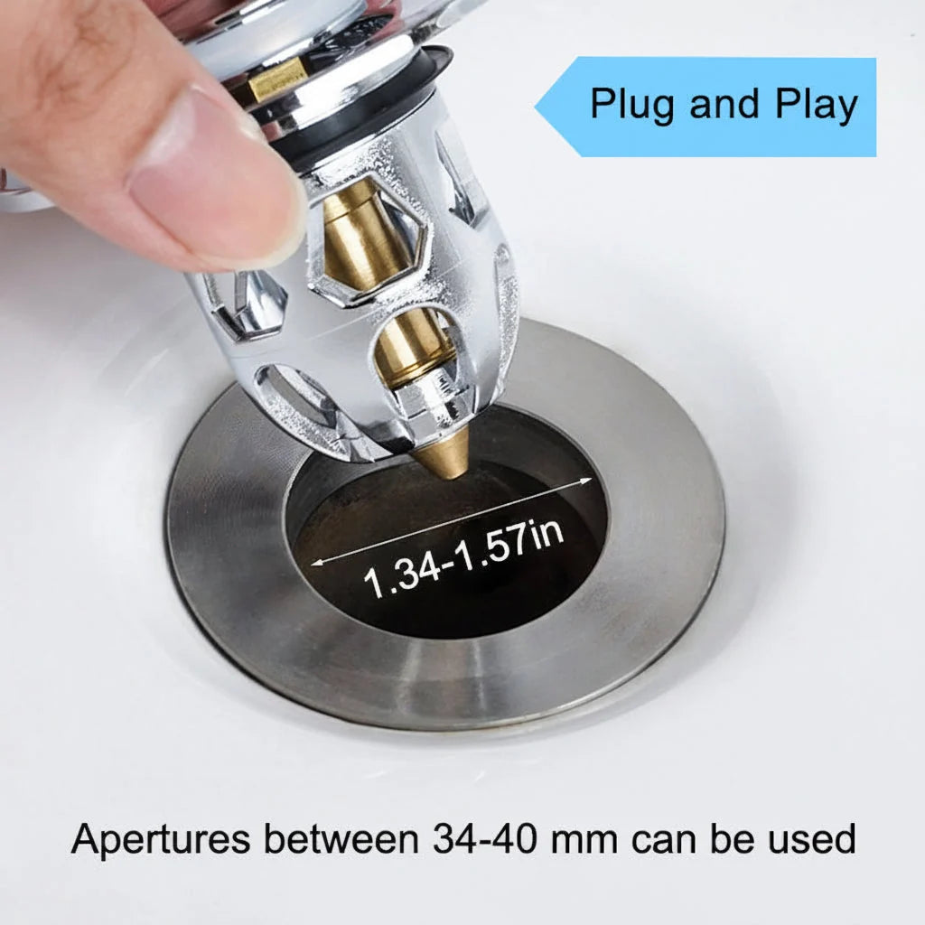 Sink Stopper Push-to-Seal Anti-Clog Stainless Steel