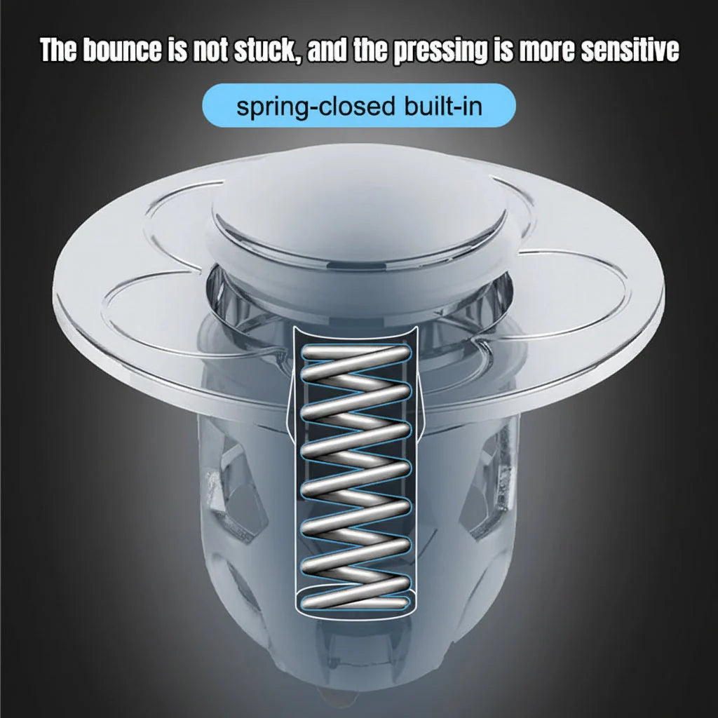 Sink Stopper Push-to-Seal Anti-Clog Stainless Steel
