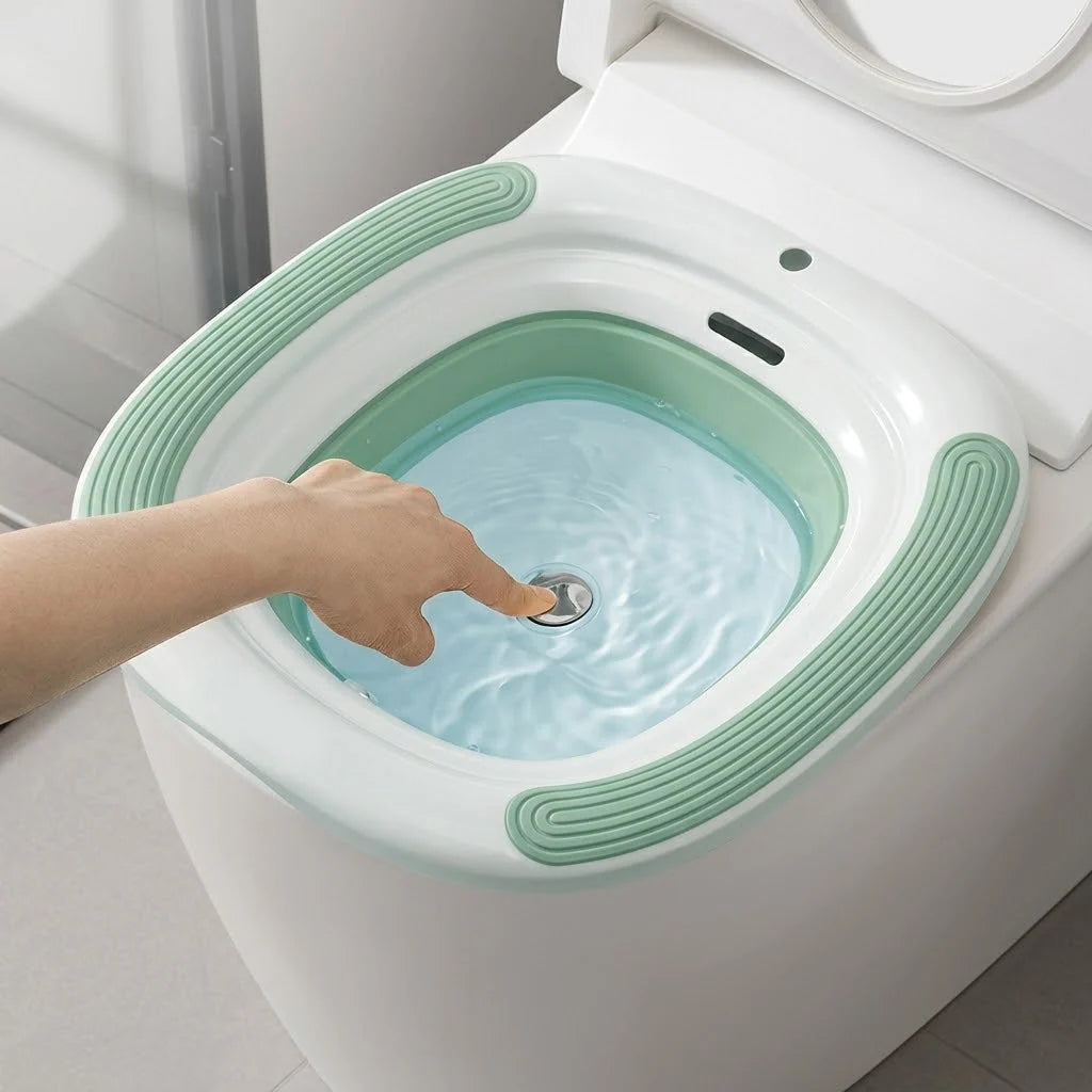 Sitz Bath Basin Foldable Press-to-Drain Outlet