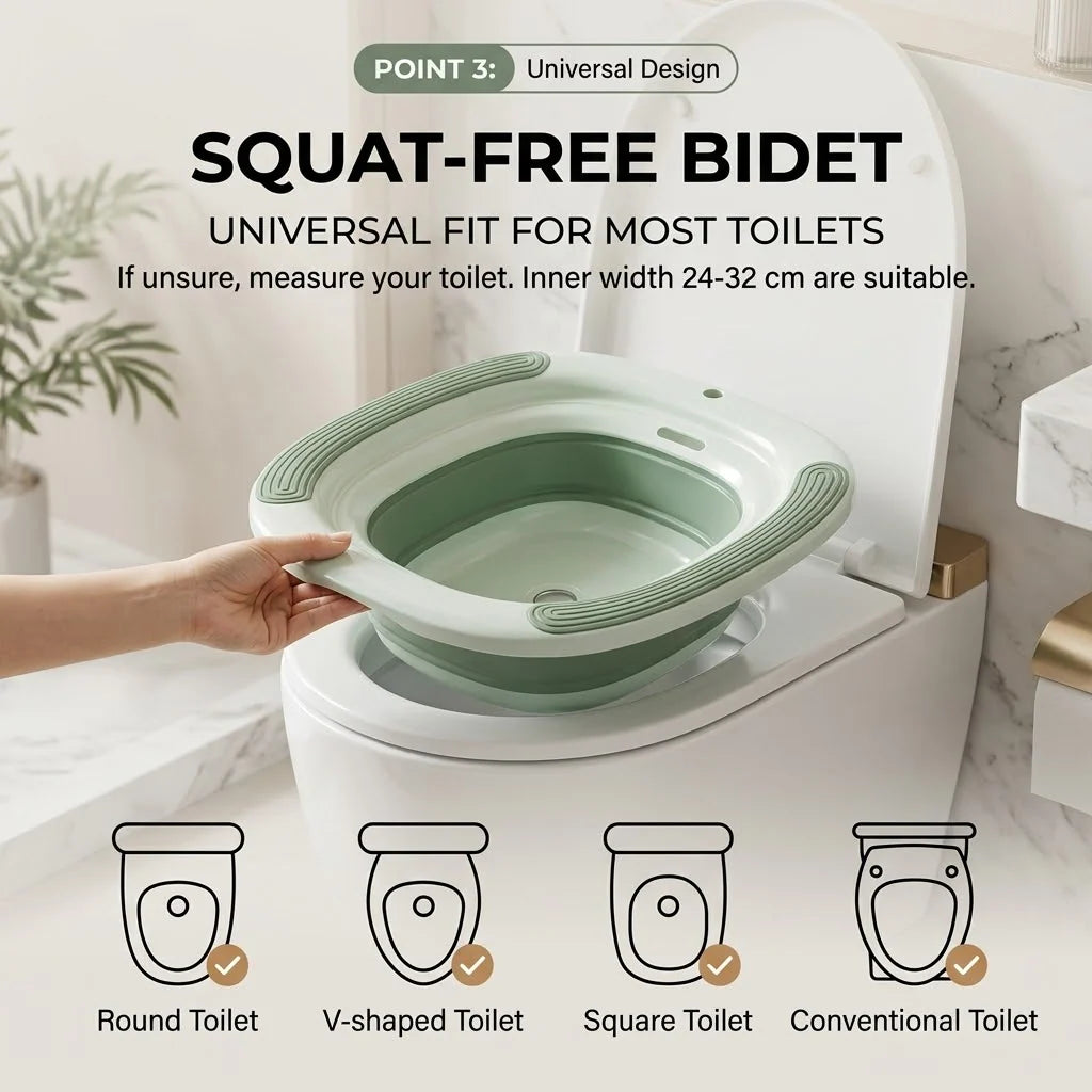 Sitz Bath Basin Foldable Press-to-Drain Outlet