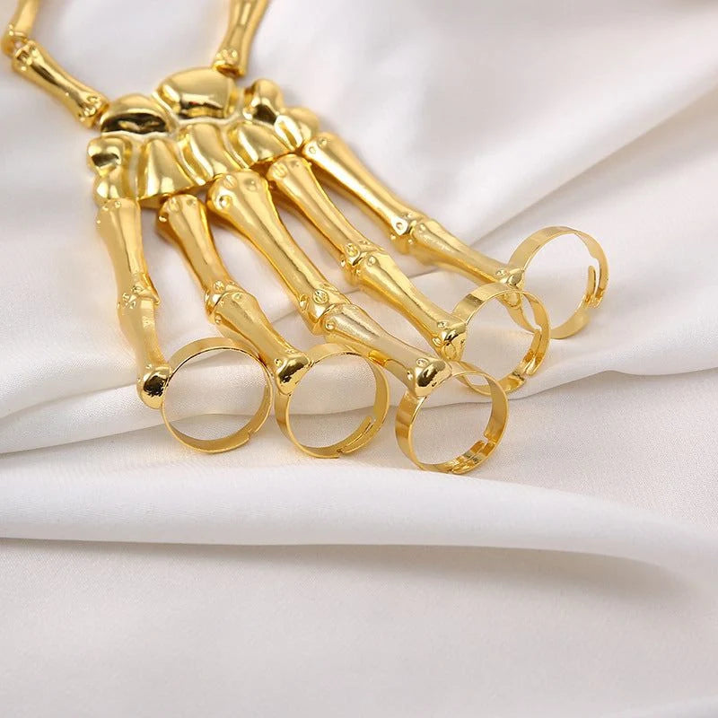 Skeleton Hand Chain Bracelet Flexible Adjustable Metal Links