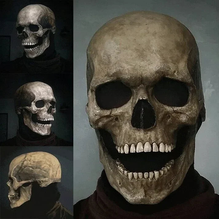 Skull Mask Soft Latex Full-Head Coverage Movable Jaw