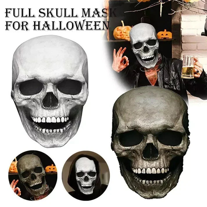 Skull Mask Soft Latex Full-Head Coverage Movable Jaw