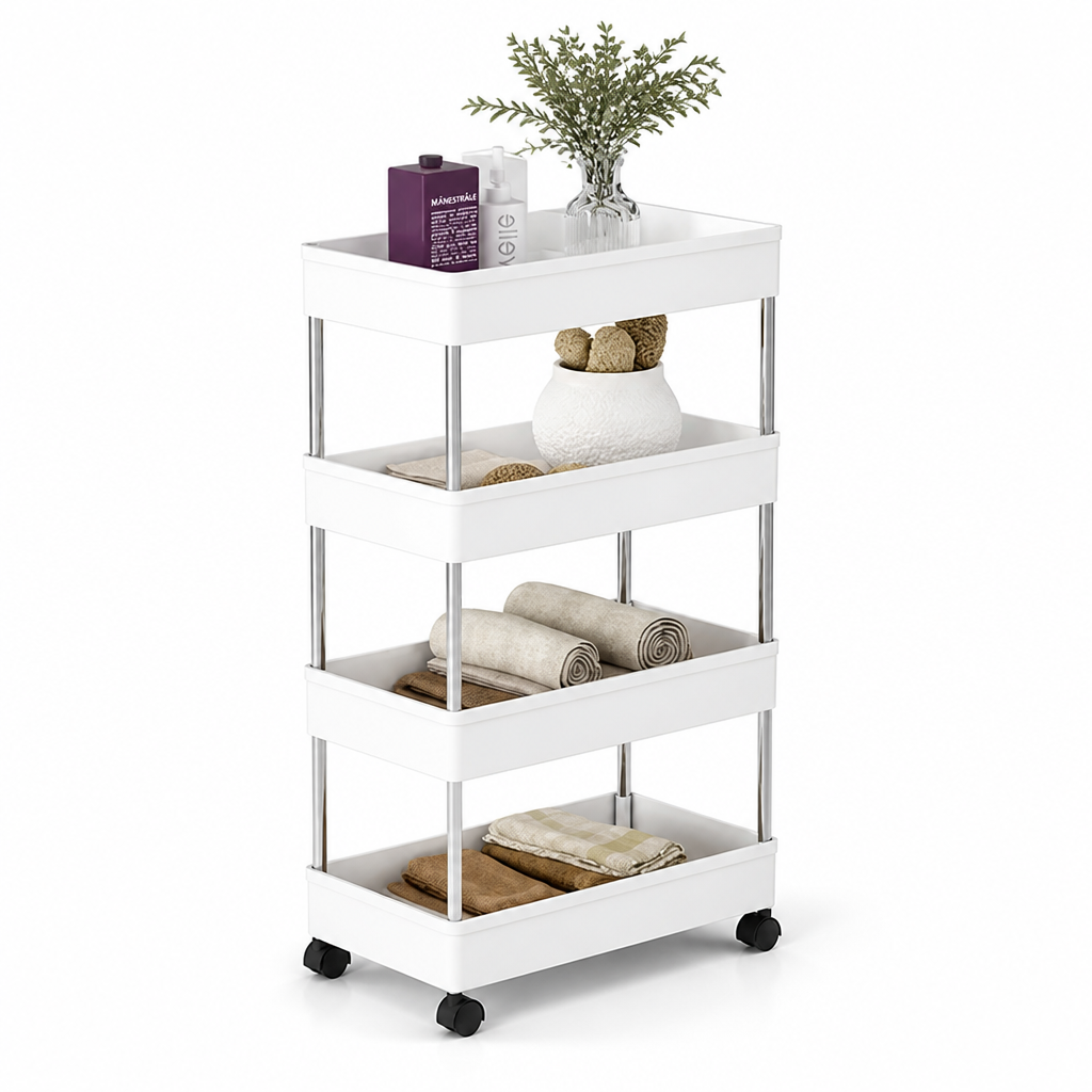 Slim Rolling Stainless Steel Storage Cart