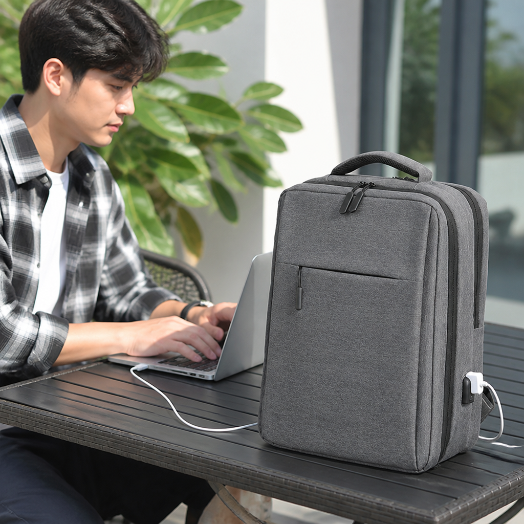 Slim Water-Resistant USB Charging Laptop Backpack