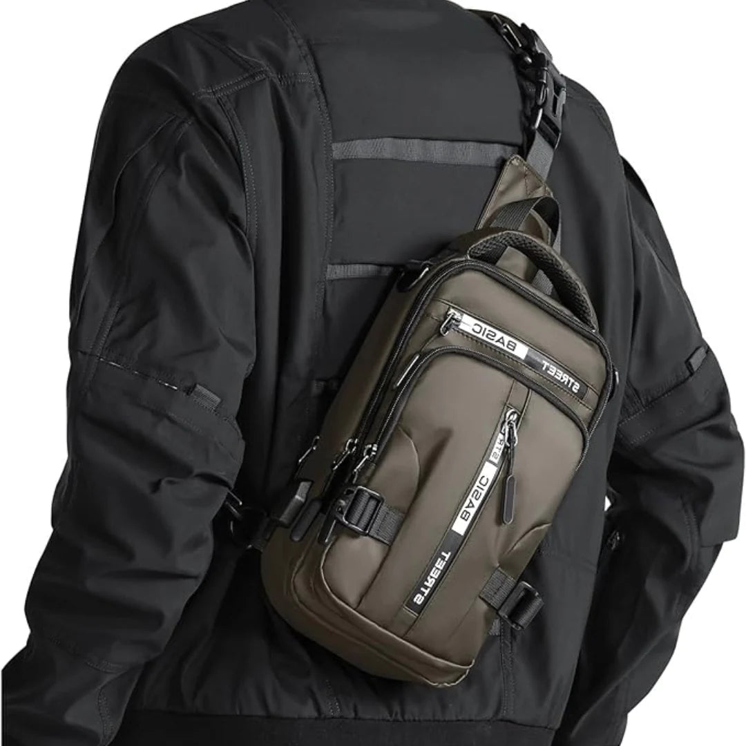 Sling Bag Lightweight Nylon Multiple Pockets
