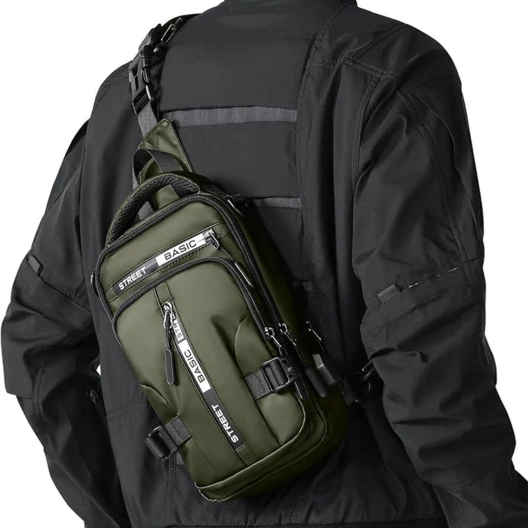 Sling Bag Lightweight Nylon Multiple Pockets