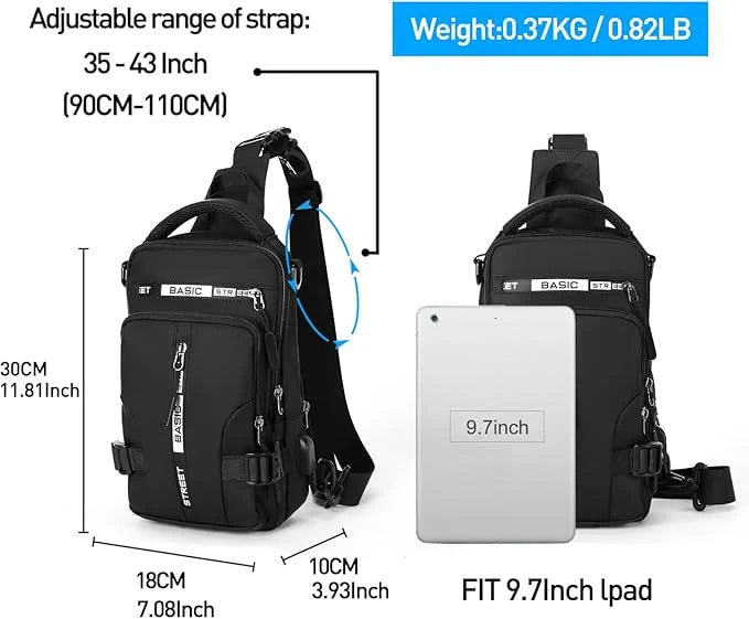 Sling Bag Lightweight Nylon Multiple Pockets