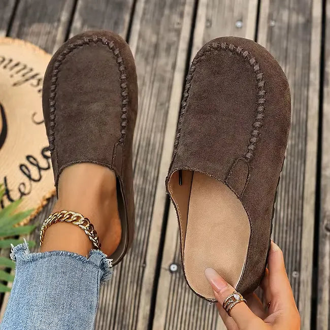 Slip-On Sandals Suede-Like Upper Roomy Toe Flexible Sole