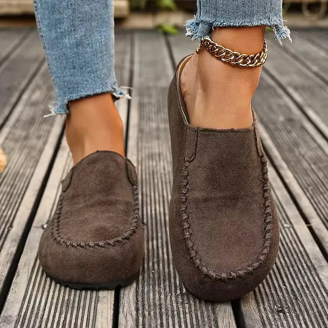 Slip-On Sandals Suede-Like Upper Roomy Toe Flexible Sole