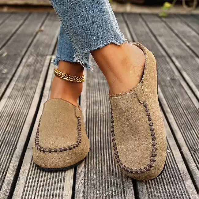Slip-On Sandals Suede-Like Upper Roomy Toe Flexible Sole