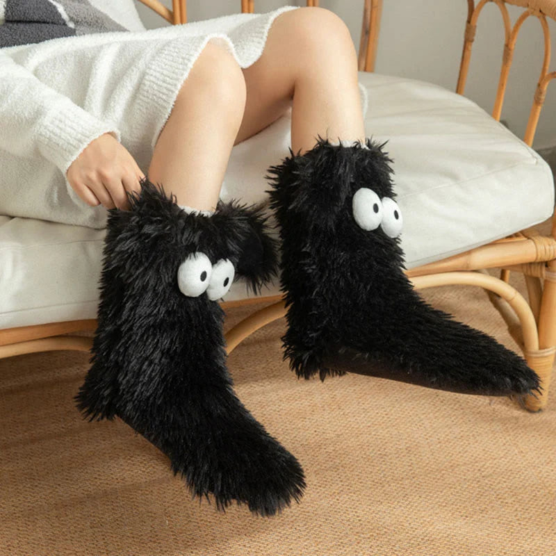 Slipper Socks Fleece-Lined Non-Slip Monster Design