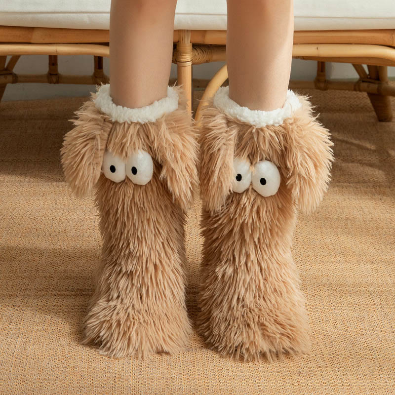 Slipper Socks Fleece-Lined Non-Slip Monster Design
