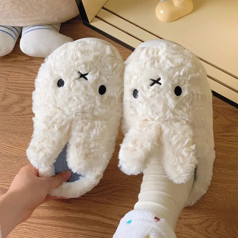 Slippers Bunny Design Plush Memory Foam Non-Slip Sole