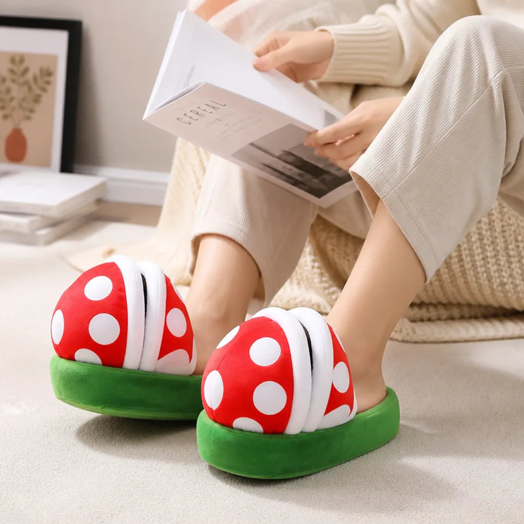 Slippers Cartoon Plant Plush Cotton-Filled Non-Slip Sole
