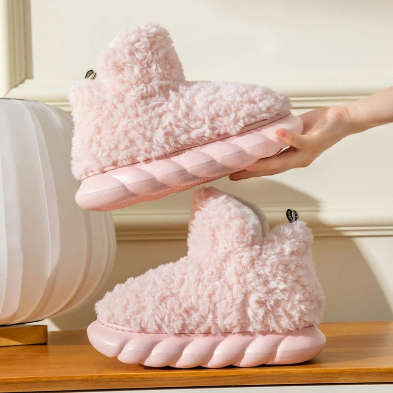 Slippers Memory Foam Insole Plush Lining Non-Slip Sole