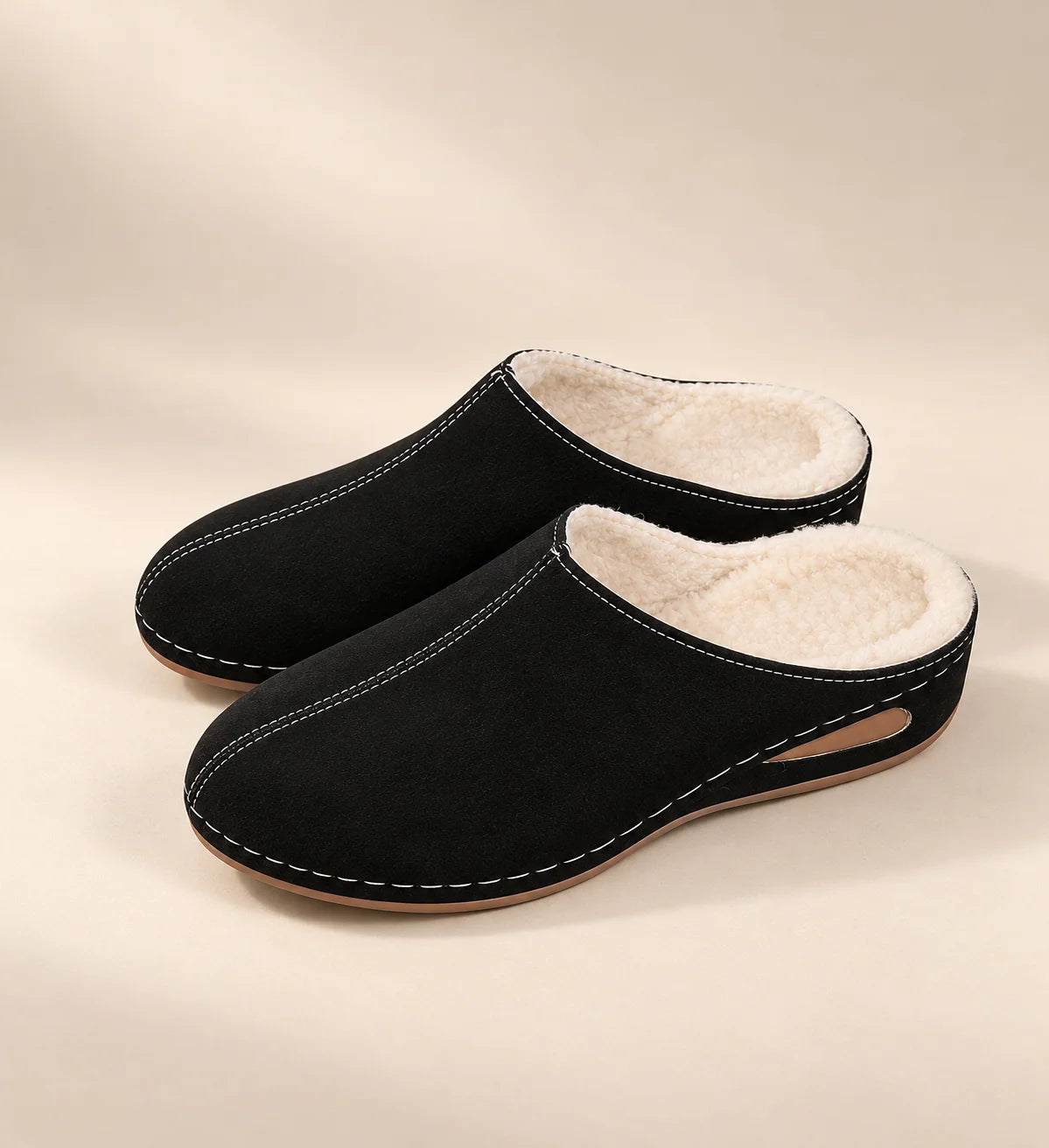 Slippers Plush Lined Arch Support Cushioned Sole