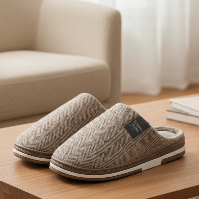 Slippers Soft Plush Lining Non-Slip Rubber Sole