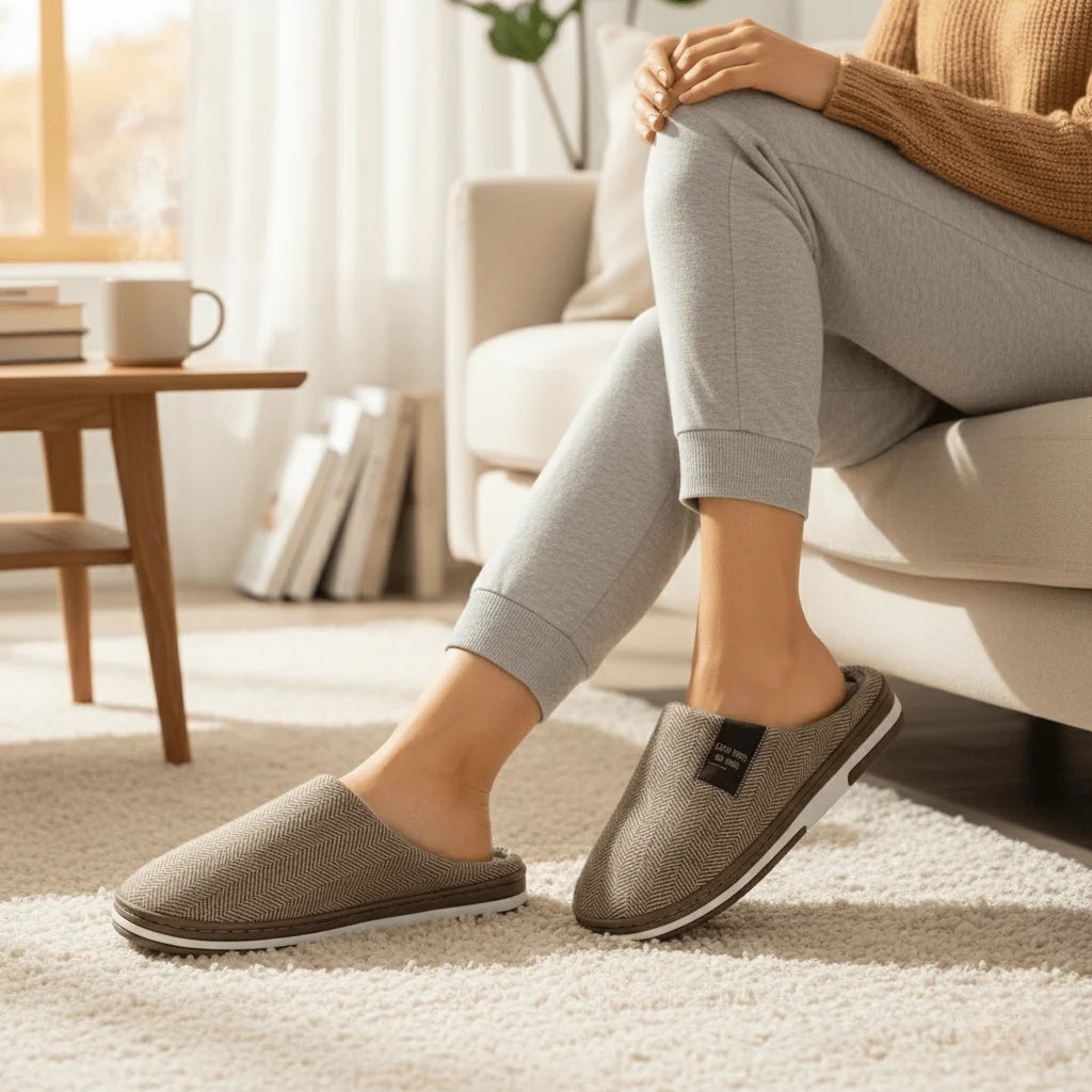 Slippers Soft Plush Lining Non-Slip Rubber Sole