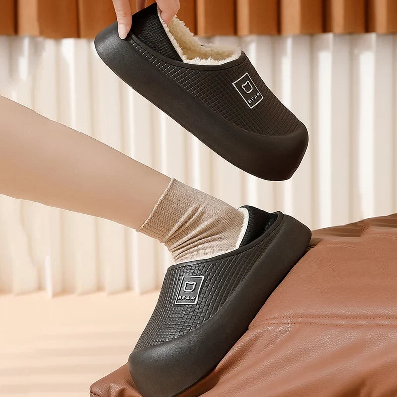 Slippers Waterproof Plush-Lined Thick Non-Slip Sole