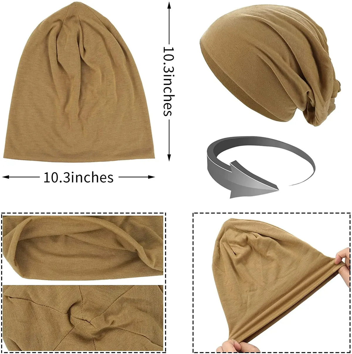 Slouch Beanie Stretch Cotton Blend Breathable Warmth