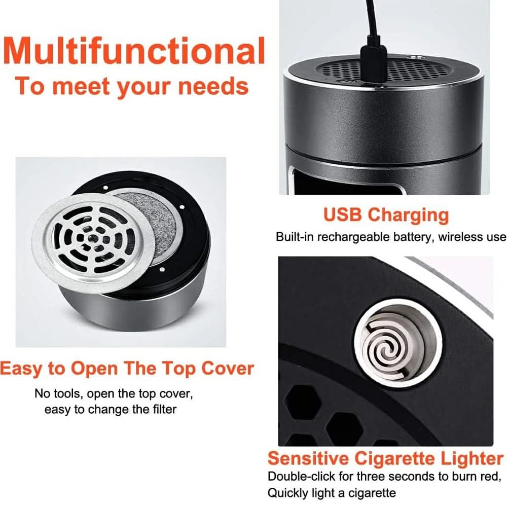 Smart Ashtray USB Rechargeable Smoke & Odor Purifier