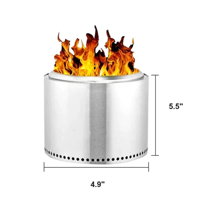 Smokeless Fire Pit Stainless Steel Removable Ash Tray Carrying Bag Included