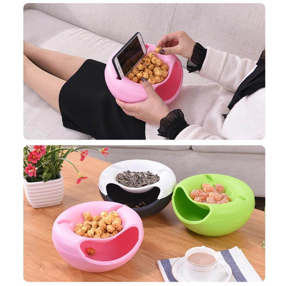 Snack Bowl Two-Tier with Phone Holder