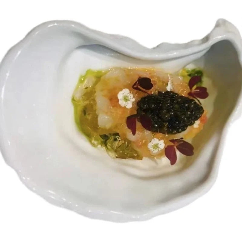 Snack Plate Ceramic Oyster Shell Shape