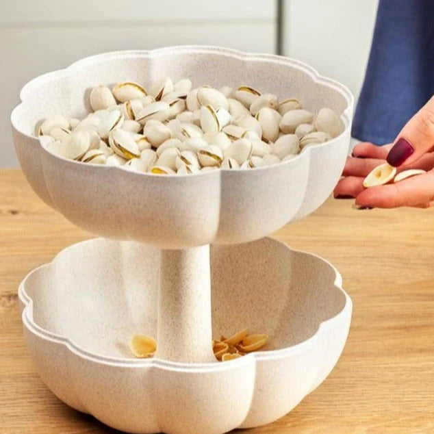 Snack Storage Box Double-Layer Snack & Peel Compartments