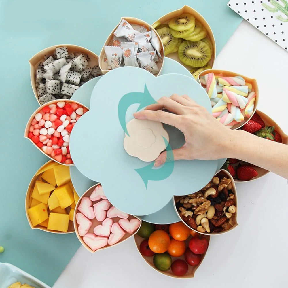 Snack Storage Box Rotating Lid 10 Compartments